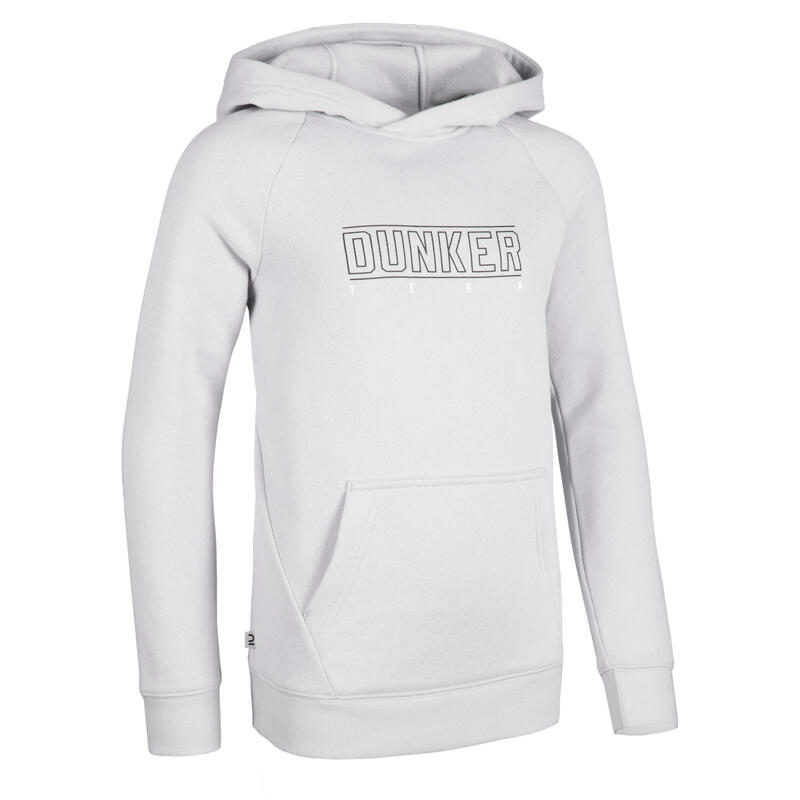 SWEAT-SHIRT DE BASKETBALL POUR GARCON/FILLE H100 GRIS