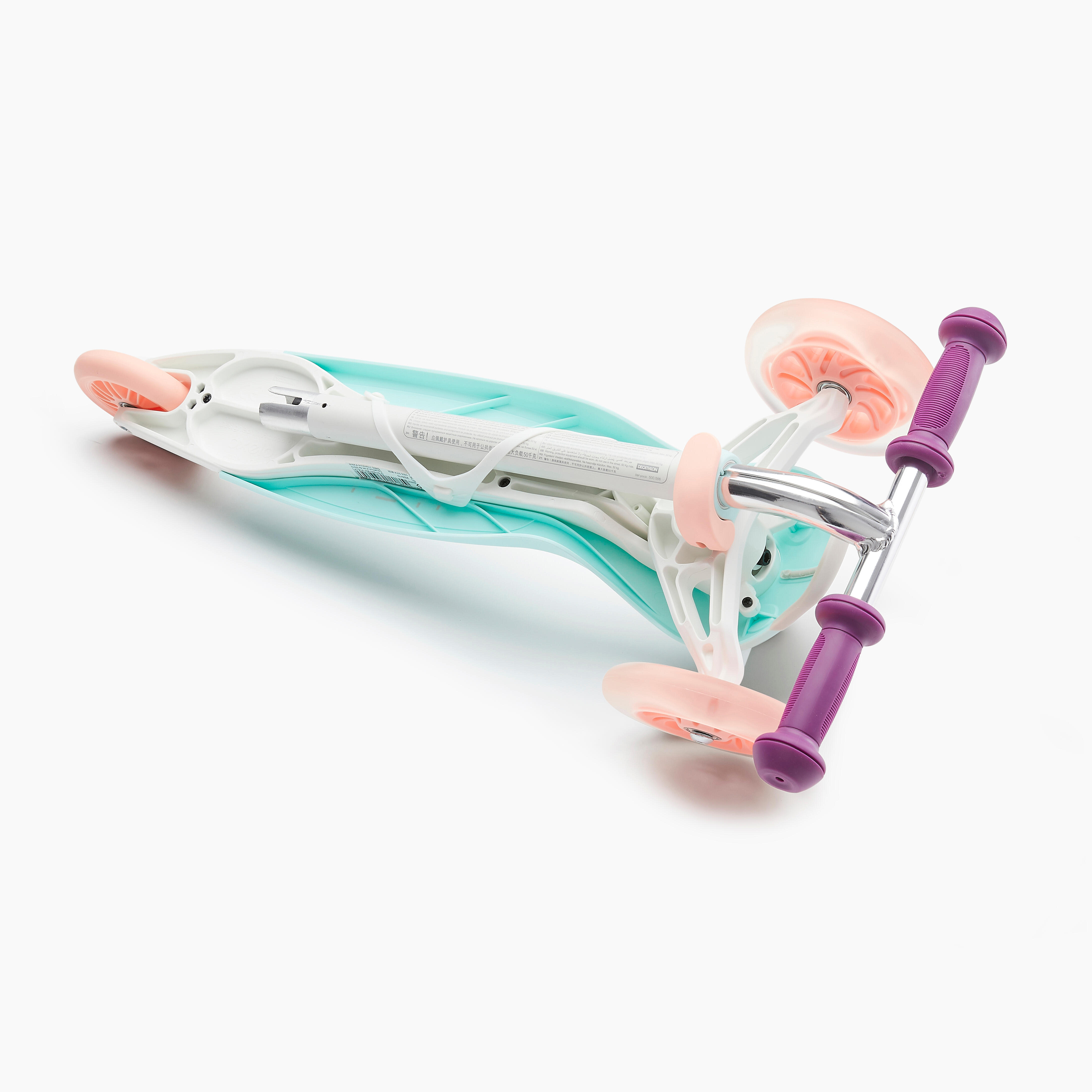 Vaikiškas paspirtukas „B1 500 V2“, baltas / mėtų spalvos - Decathlon