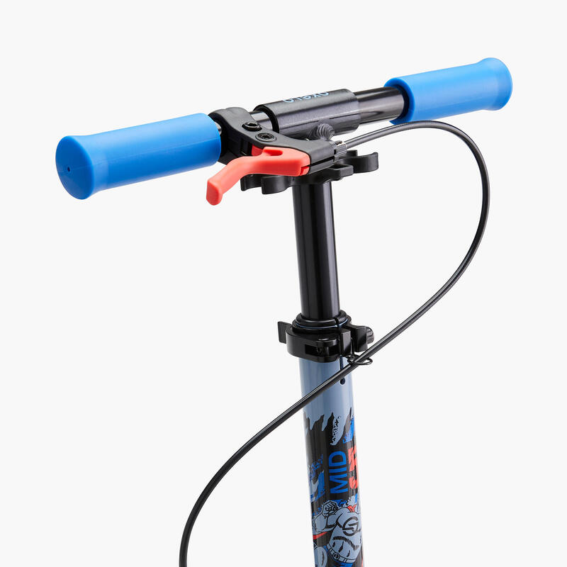 TROTTINETTE ENFANT MID5 AVEC FREIN AU GUIDON ET SUSPENSION GRAPHISME BLEU