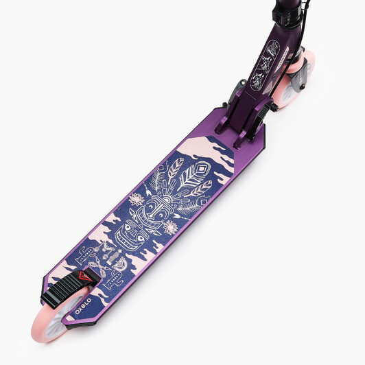 Самокат с ручным тормозом и подвеской детский фиолетовый MID5 Oxelo