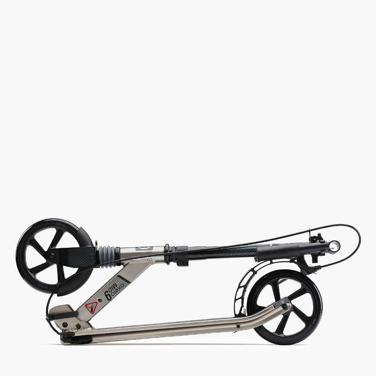 Kids' big-wheeled front suspension folding scooter, grey
