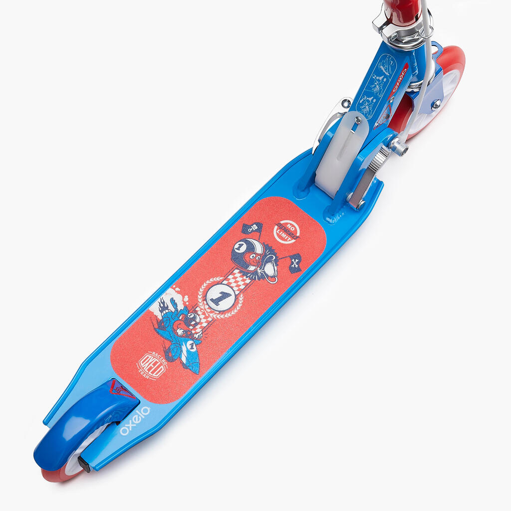 Monopatín para niños Oxelo Play5 con freno de mano azul - rojo