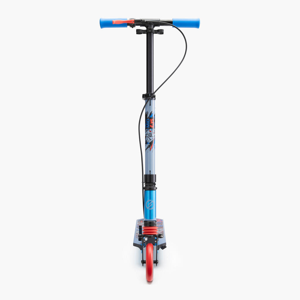 Trottinette enfant mid5 avec frein au guidon et suspension graphisme bleu