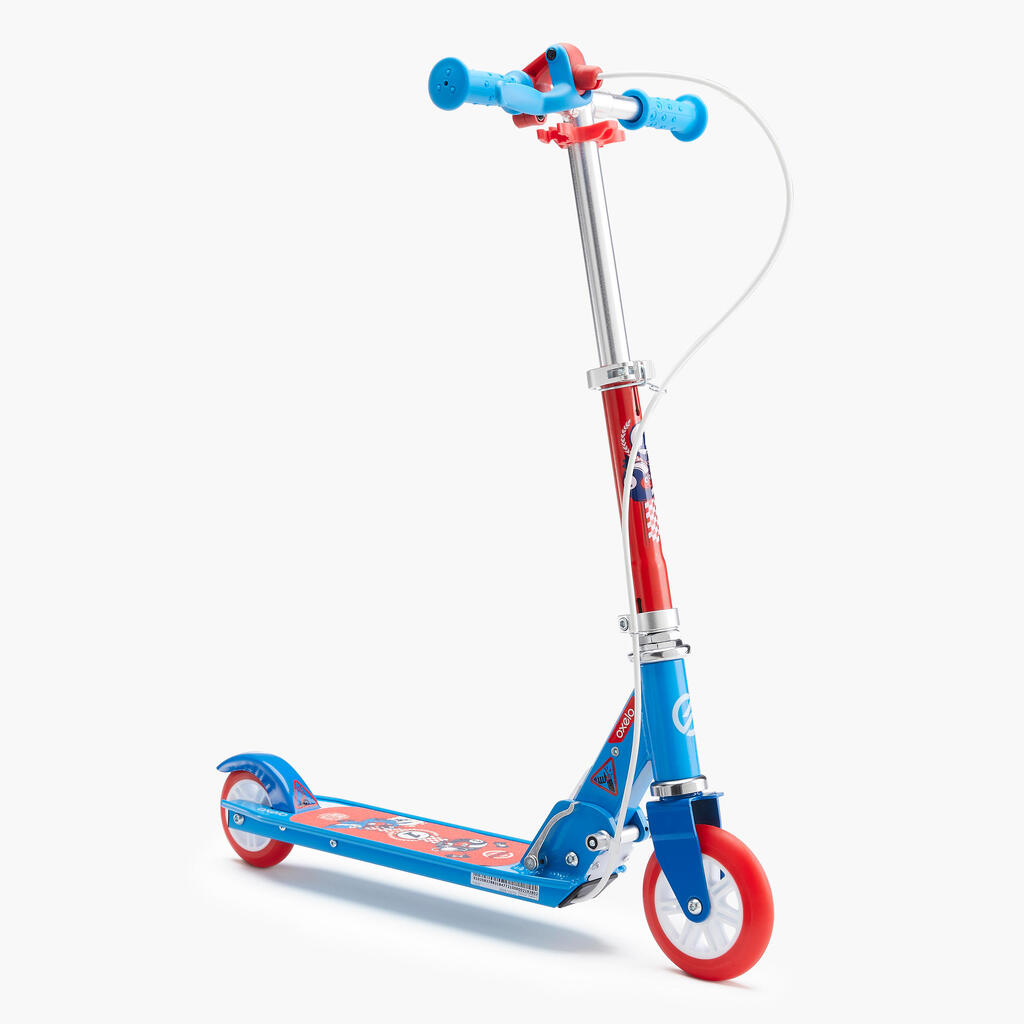 Monopatín para niños Oxelo Play5 con freno de mano azul - rojo