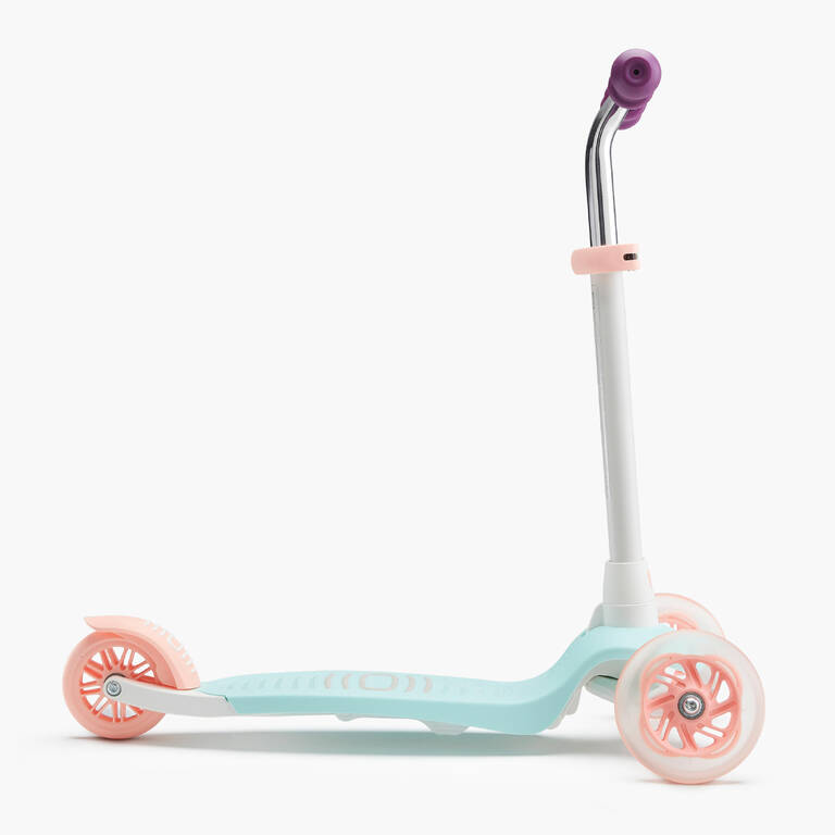 Kids' folding 3-wheeled light-up scooter, mint