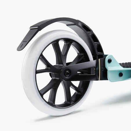 Folding comfortable dual-suspension scooter, green
