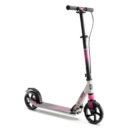 Kids' big-wheeled front suspension folding scooter, pink