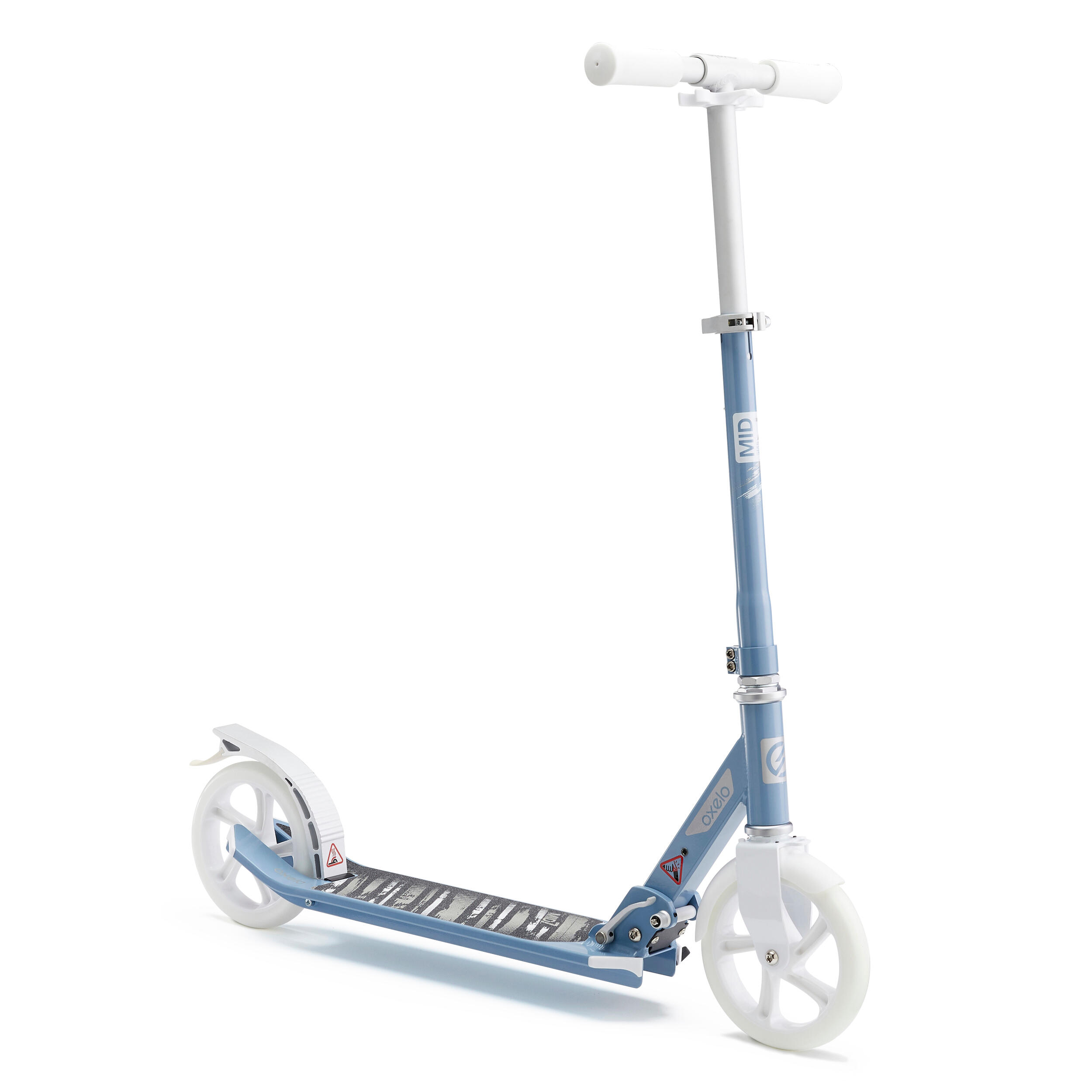 Trottinette Mid 7 Gris Bleu Blanche Avec Bequille Oxelo Decathlon