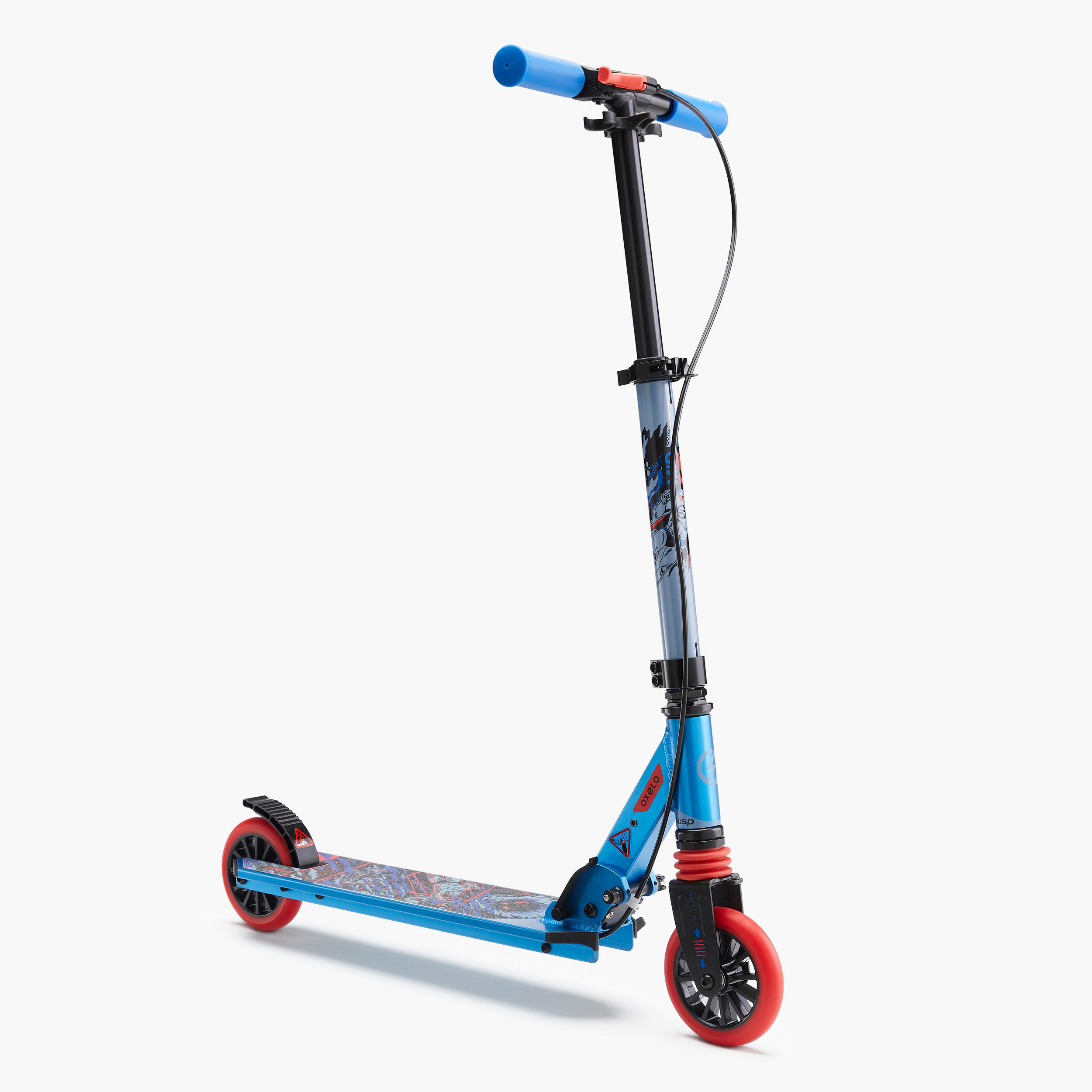 Scooter Tretroller Kinder Federung Lenkerbremse - Mid 5 blau 14/36