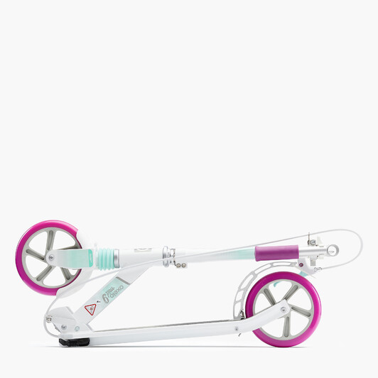 Самокат с ручным тормозом детский бело-розовый MID 9 Oxelo