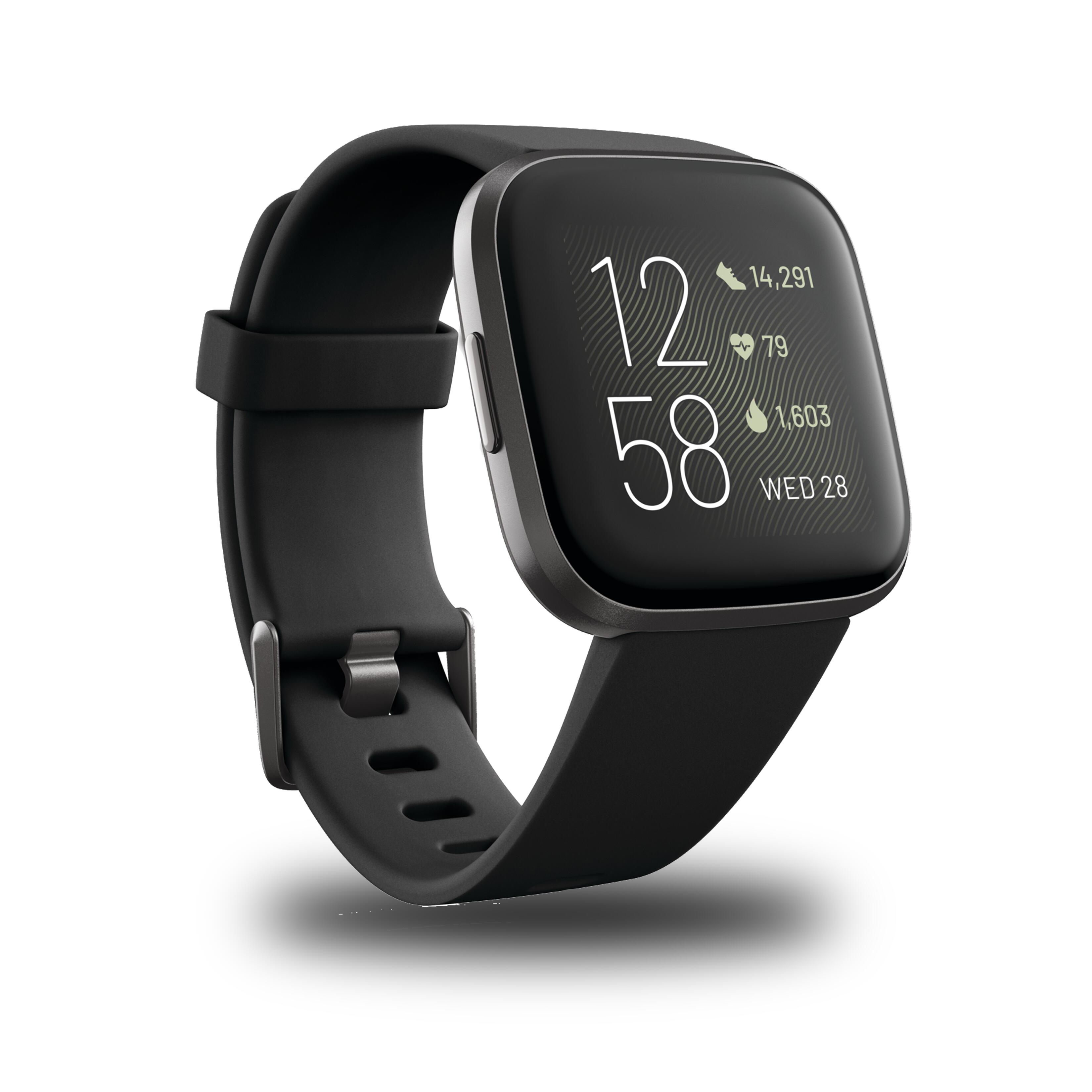 Reloj Inteligente Fitbit Versa 2 Negro Forma Bienestar Navidad FITBIT |  Decathlon