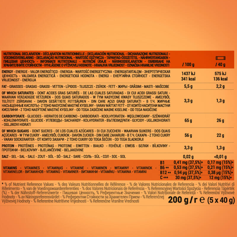 Barre énergétique aux dattes, à l'orange et au chocolat 5x40g