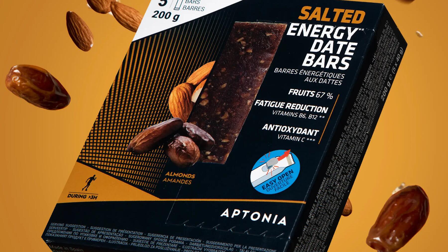 Energieriegel enthalten Industriezucker oder Zucker aus getrockneten Früchten wie Datteln