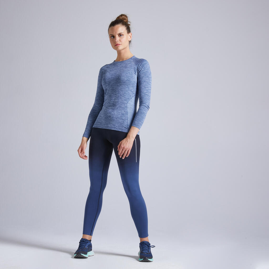 KIPRUN WOMEN'S RUNNING TIGHTS LIGHTWEIGHT & BREATHABLE BLACK BLUE