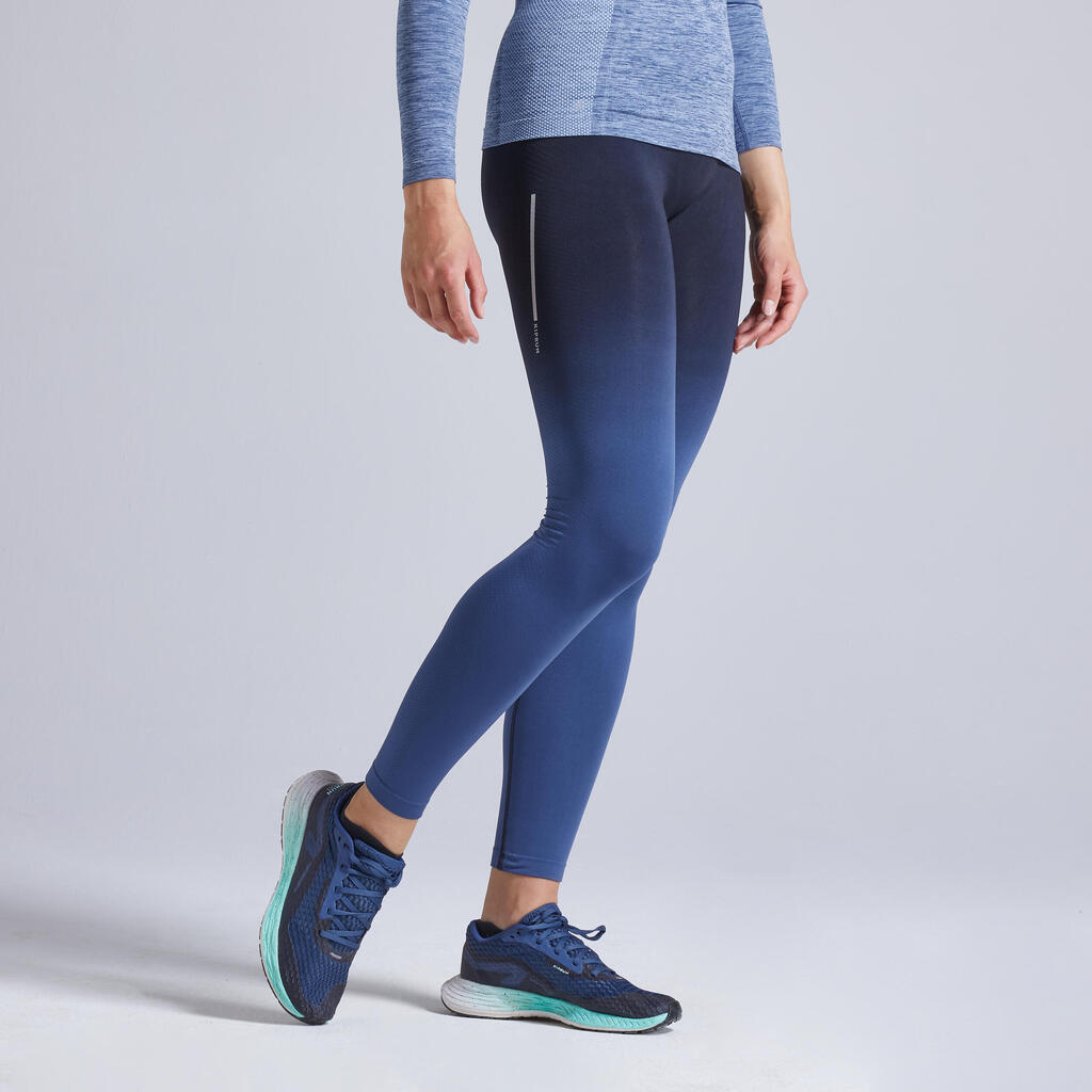 KIPRUN WOMEN'S RUNNING TIGHTS LIGHTWEIGHT & BREATHABLE BLACK BLUE