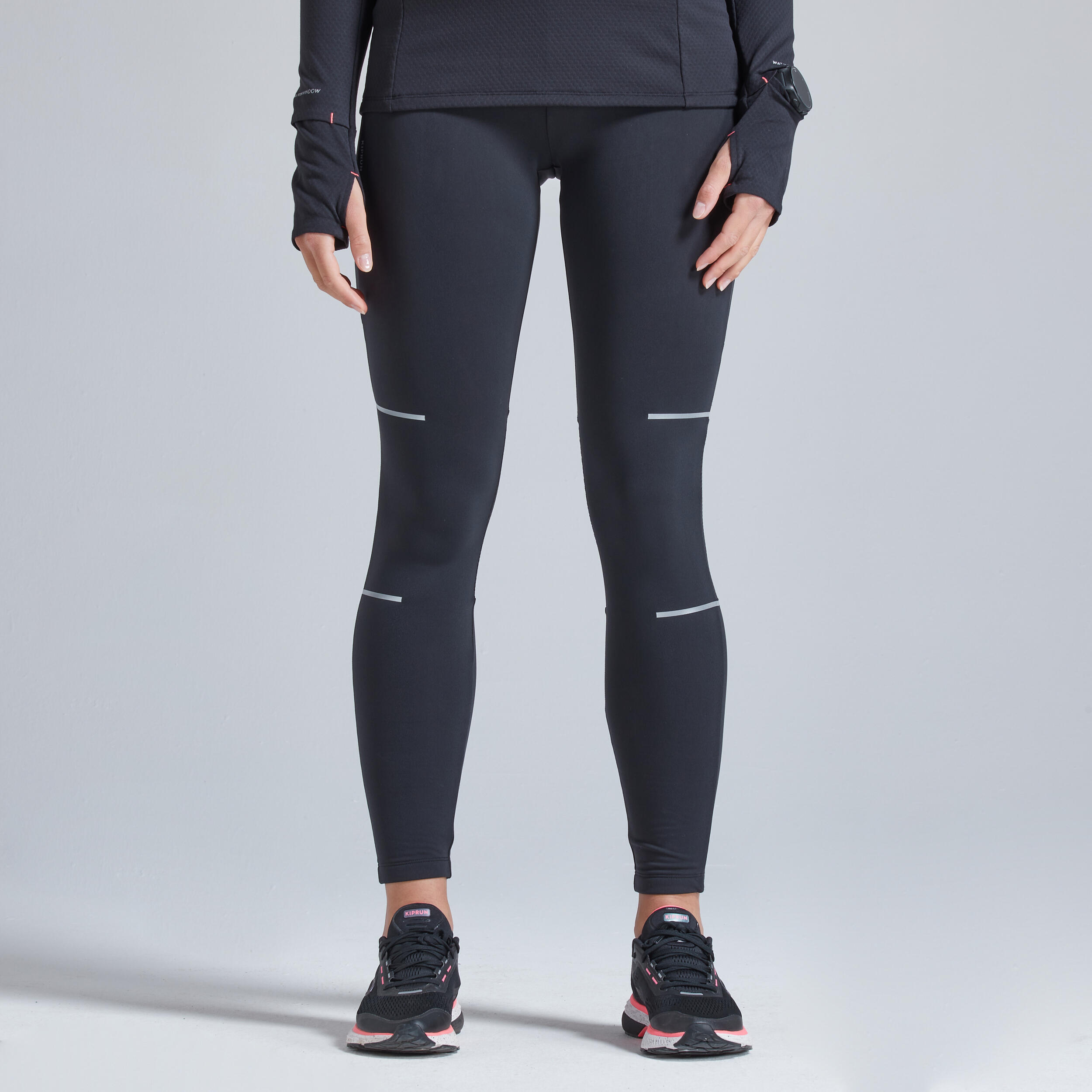 Women's Running Leggings - Kiprun Run 100 Black KALENJI