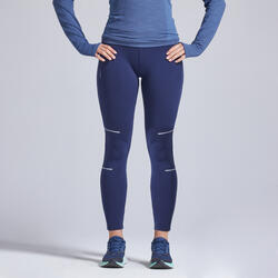 Legging chaud de running Femme- KIPRUN Run 900 Warm Bleu acier