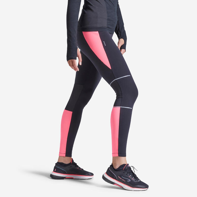 Kiprun Warm Women's Warm Running Tights - black pink