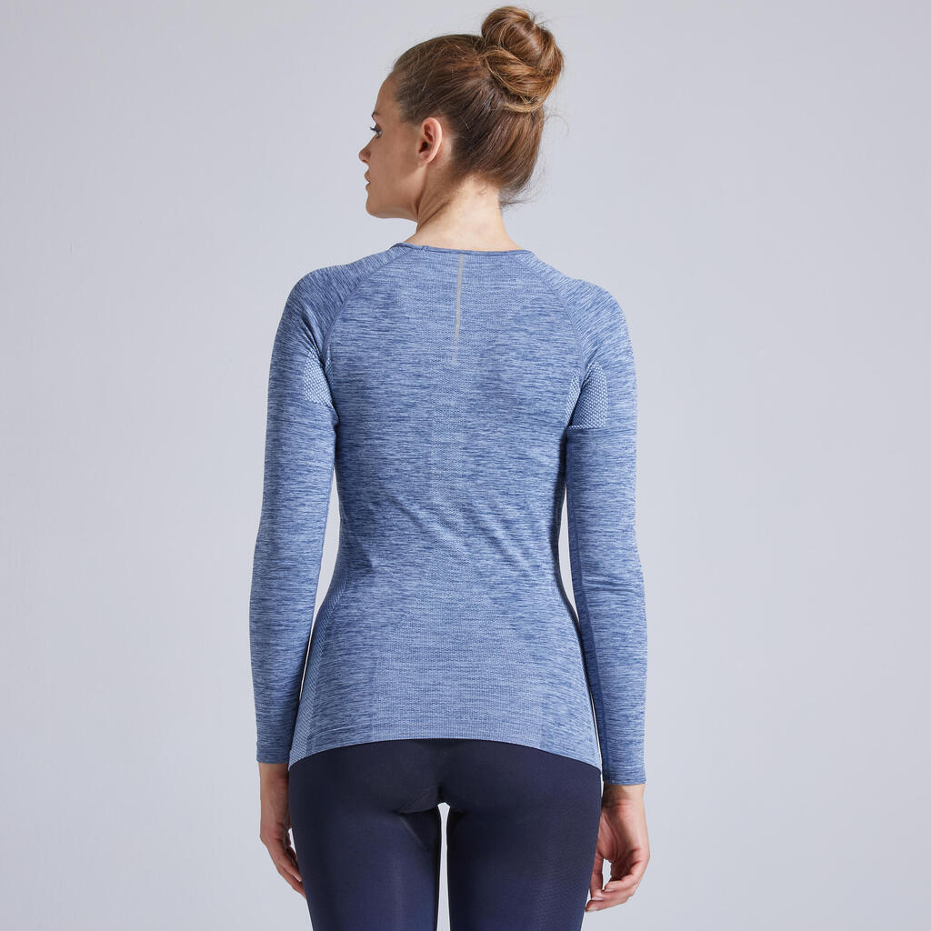 Laufshirt langarm Damen atmungsaktiv - Skincare Light hellblau 