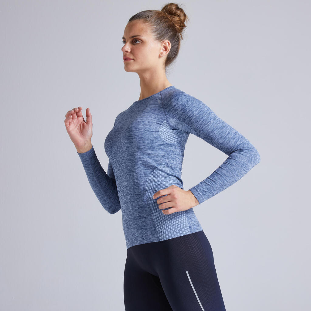 Laufshirt langarm Damen atmungsaktiv - Skincare Light hellblau 