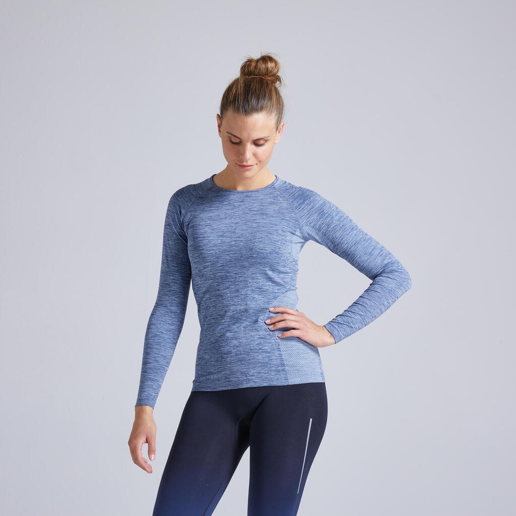 Laufshirt langarm Damen atmungsaktiv - Skincare Light hellblau 