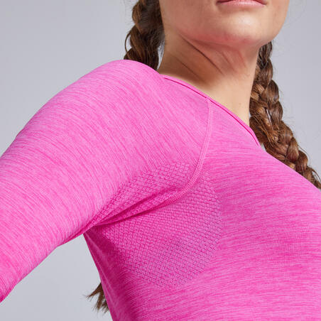 Футболка з довгими рукавами жіноча Kiprun Skincare Light для бігу рожева