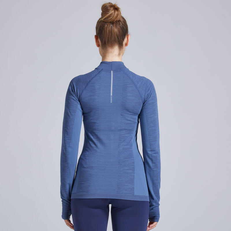 T-shirt manica lunga running donna KIPRUN SKINCARE azzurra