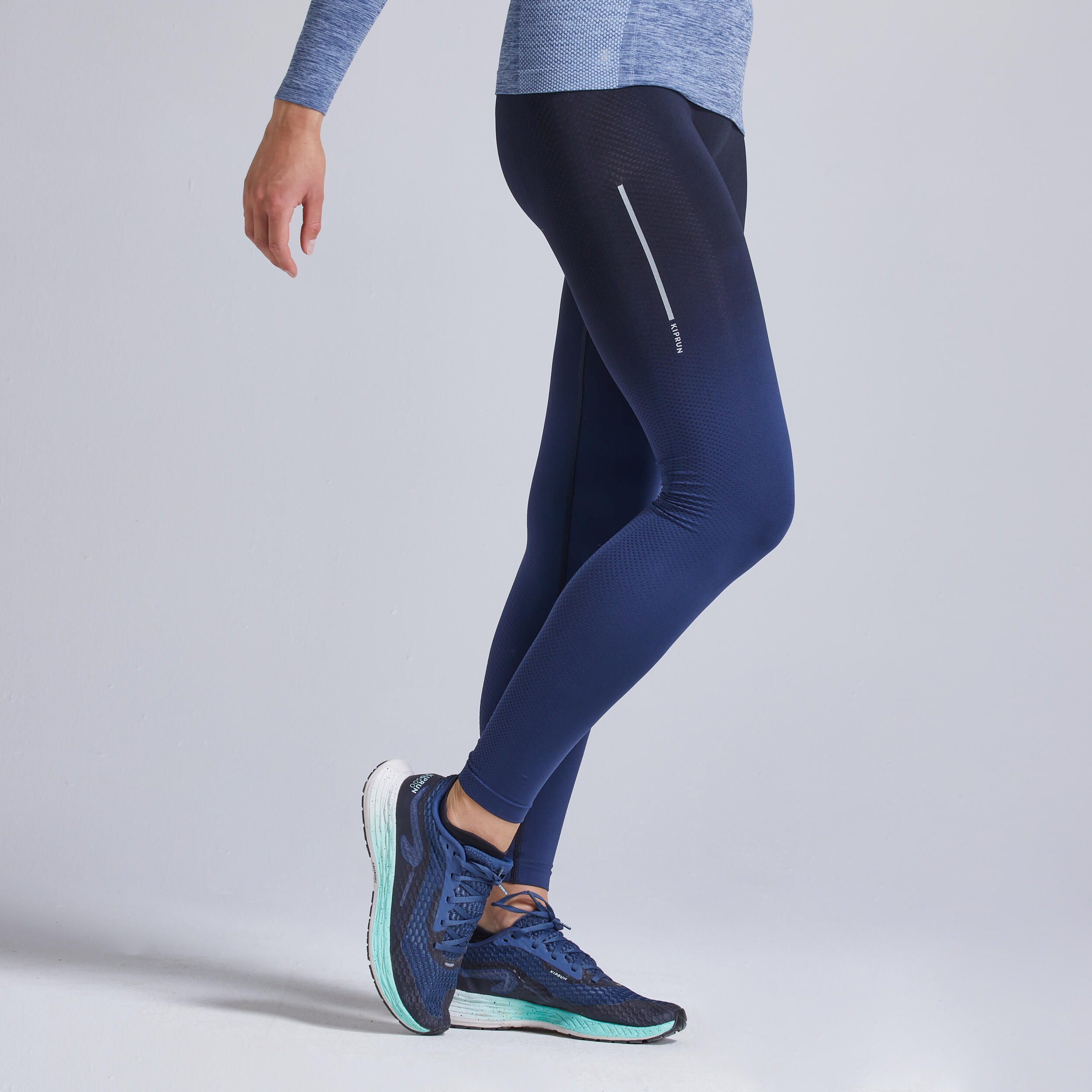 Kiprun Women's Running Lightweight and Breathable Tights - slate black 3/7