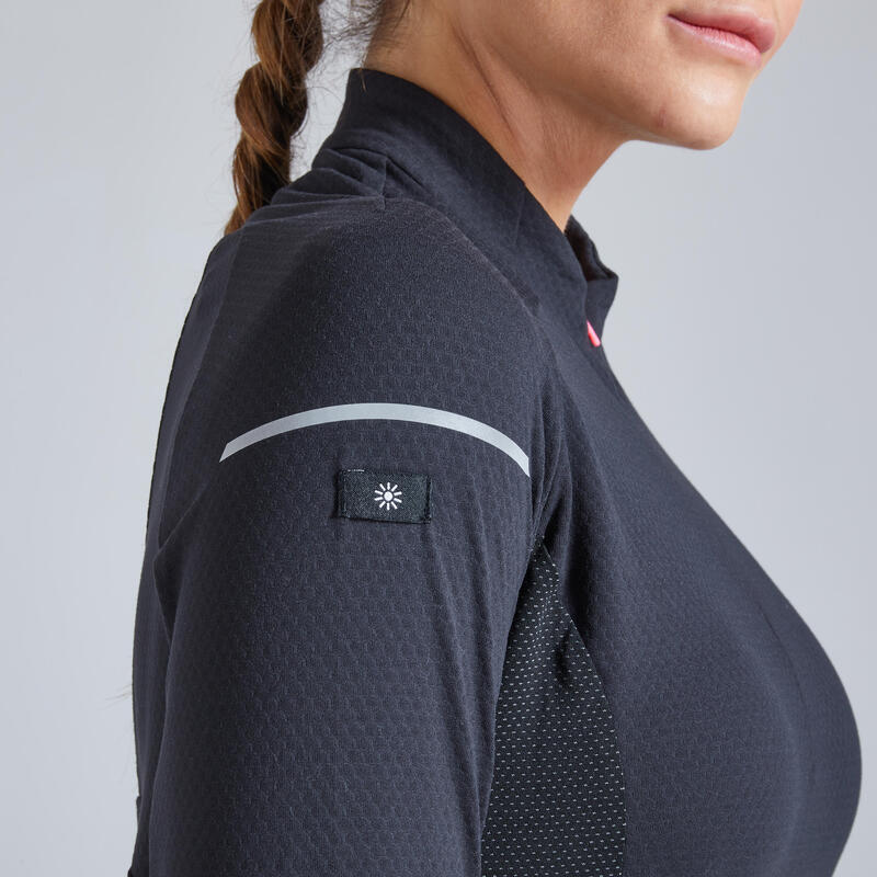 Hardloopshirt voor dames winter Warm Light lange mouwen zwart roze