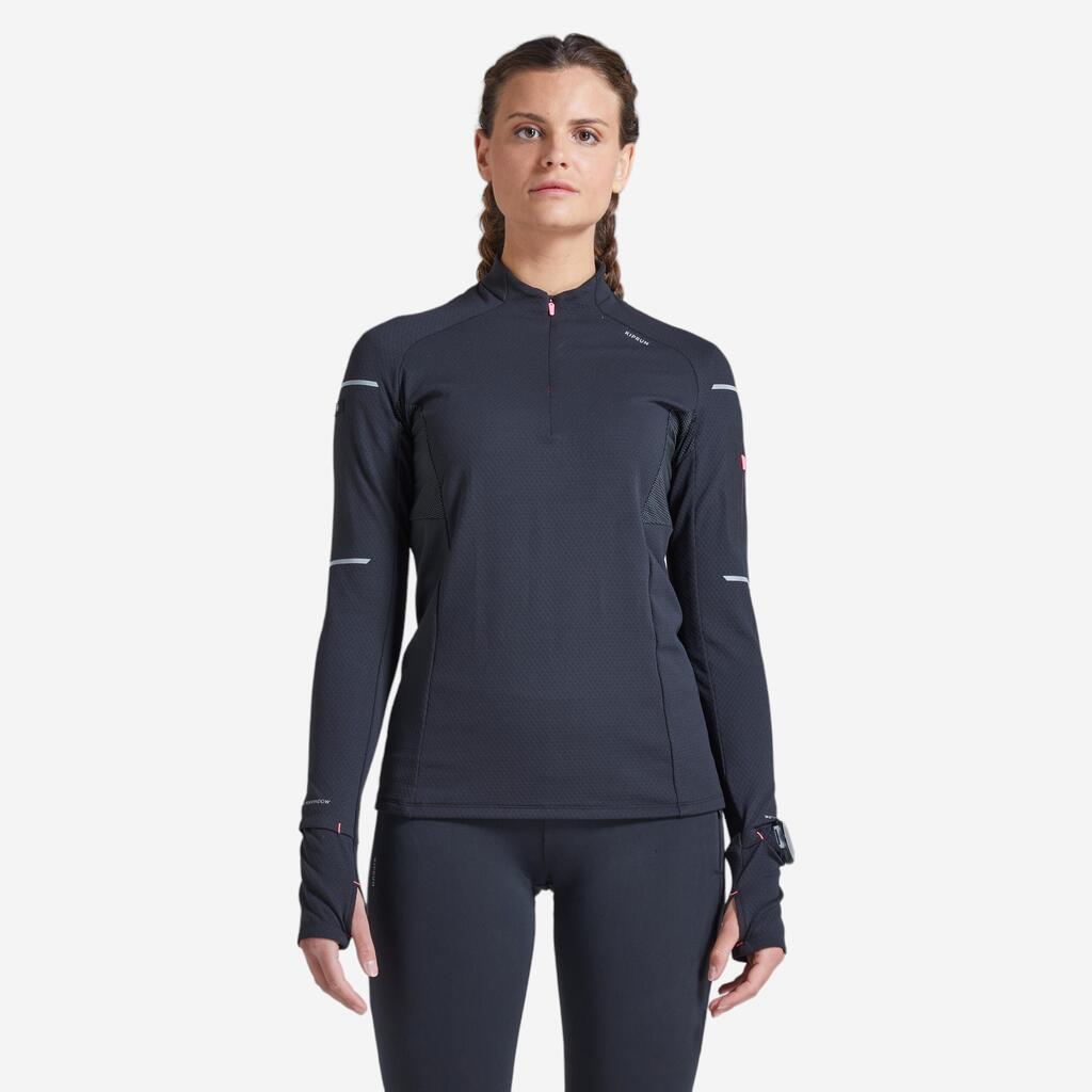 Laufshirt langarm Damen Winter - Warm Light blau 