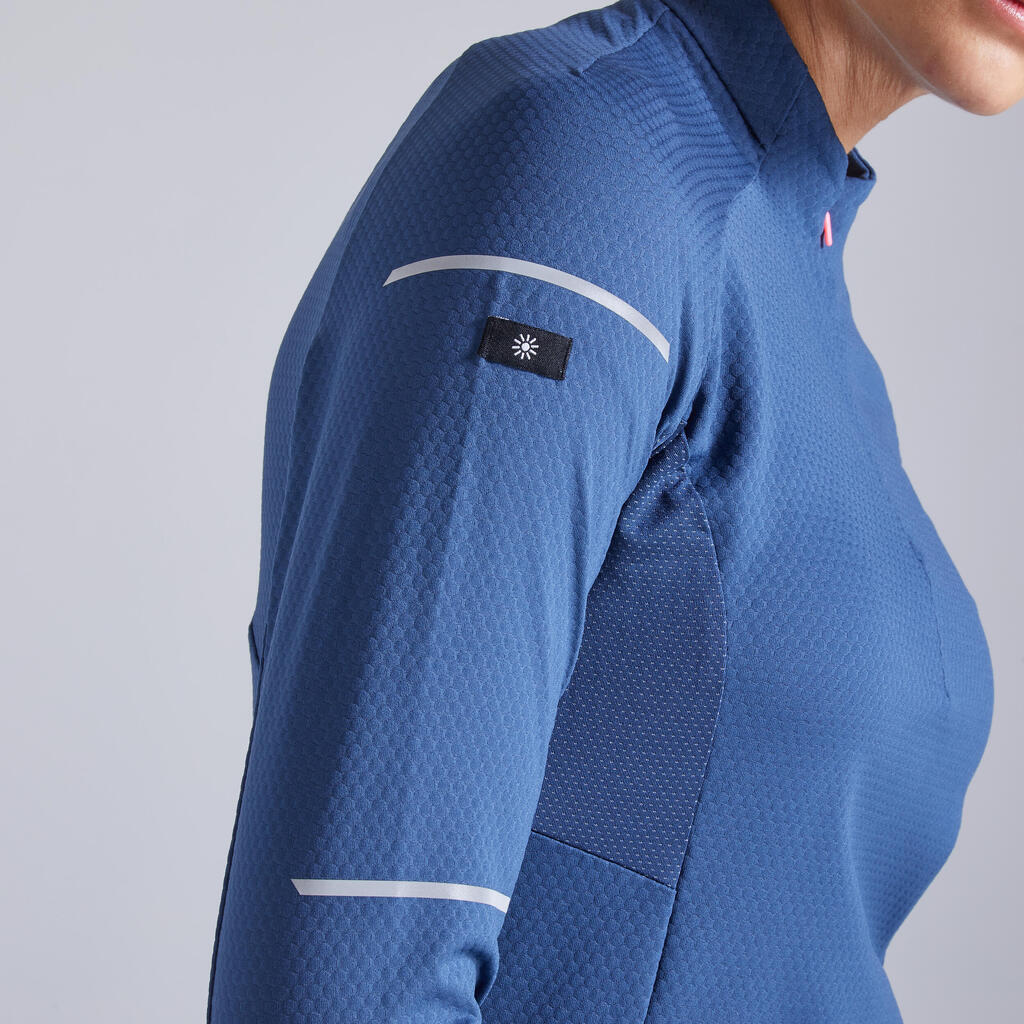 Warm Light Women's Winter Running Long-Sleeved T-Shirt - slate blue