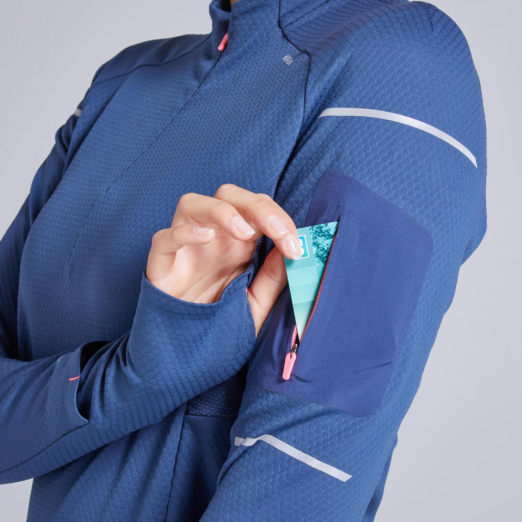 Warm Light Women's Winter Running Long-Sleeved T-Shirt - slate blue