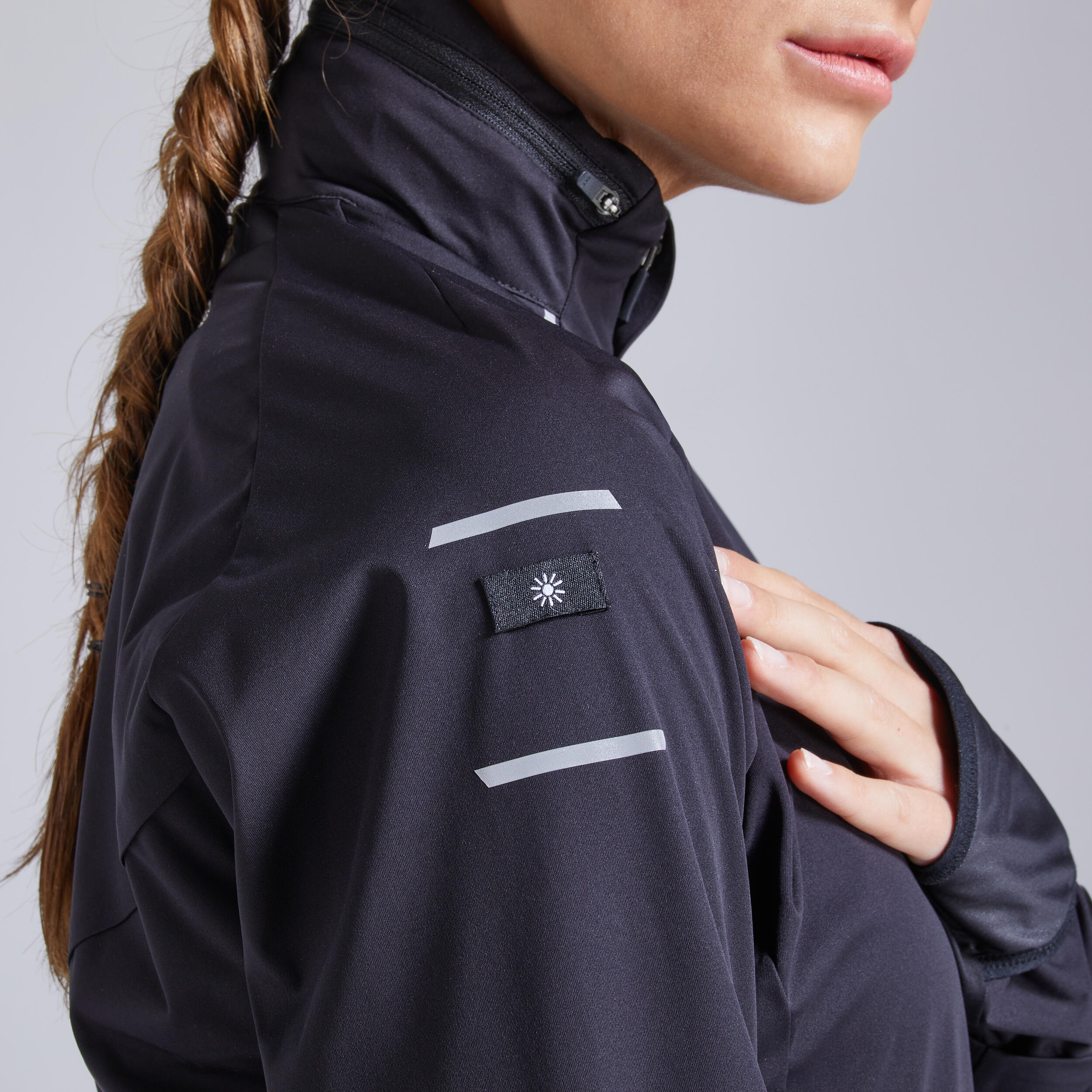 Manteau de course femme - Warm Regule F noir - KIPRUN