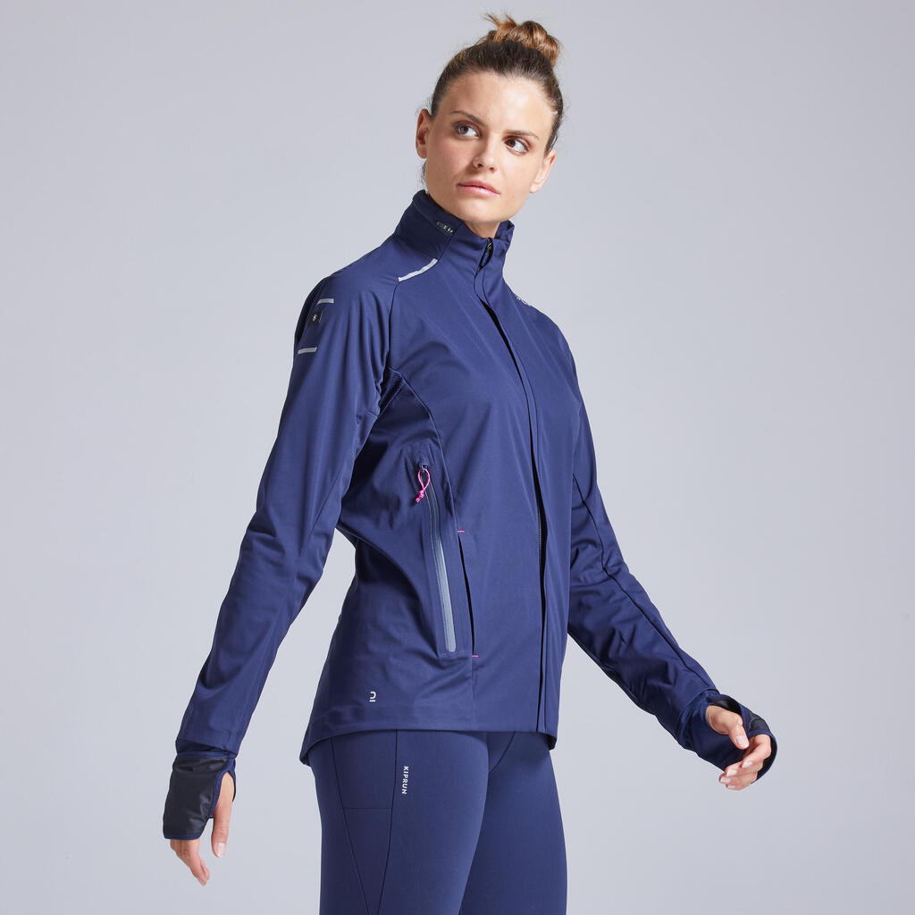 Laufjacke Winter Kiprun Warm Regul wasserabweisend winddicht Damen blau 