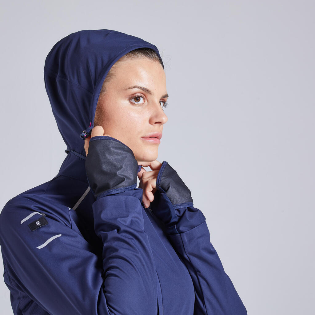 Laufjacke Winter Kiprun Warm Regul wasserabweisend winddicht Damen blau 