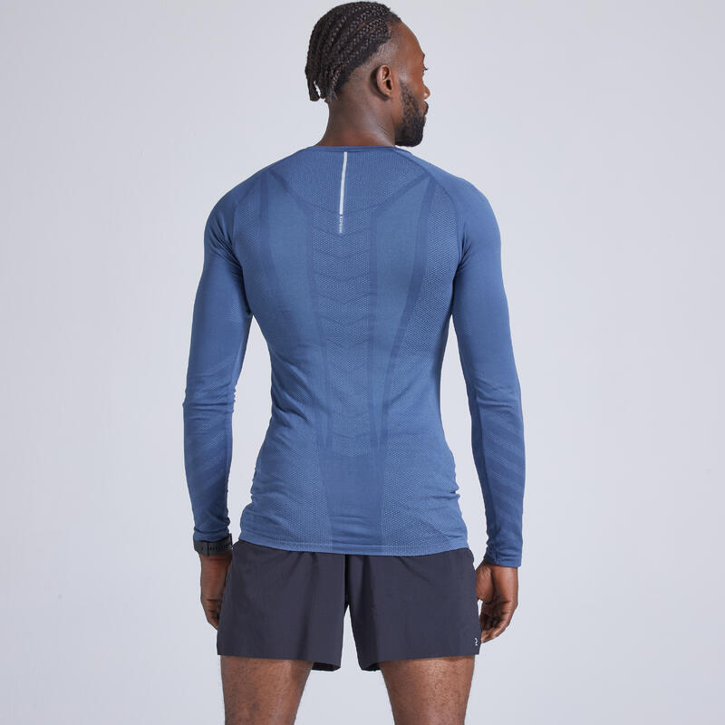 Camiseta térmica running transpirable Hombre Kiprun skincare azul pizarra