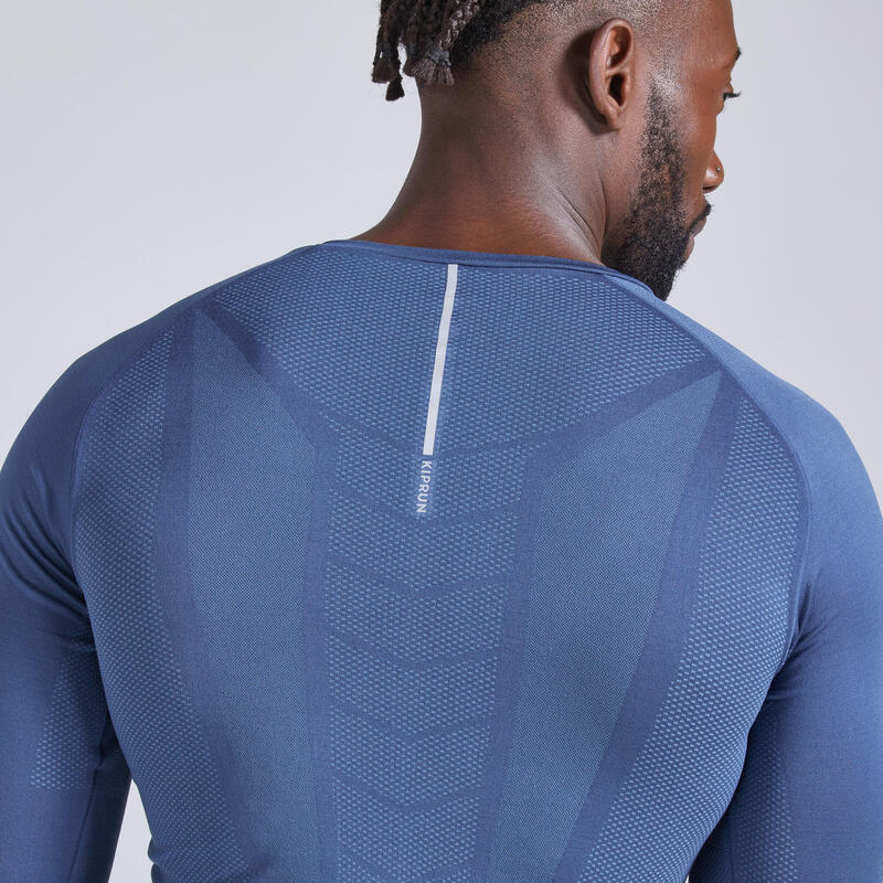 HARDLOOPSHIRT MET LANGE MOUWEN VOOR HEREN SKINCARE WINTER leisteenblauw