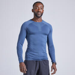 T-shirt de running manches longues slim Homme - KIPRUN Run 500 Sans couture Bleu