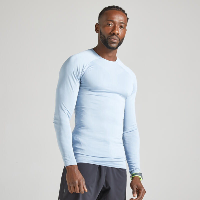 Férfi futópóló, hosszú ujjú, légáteresztő, varrásmentes - Run 500