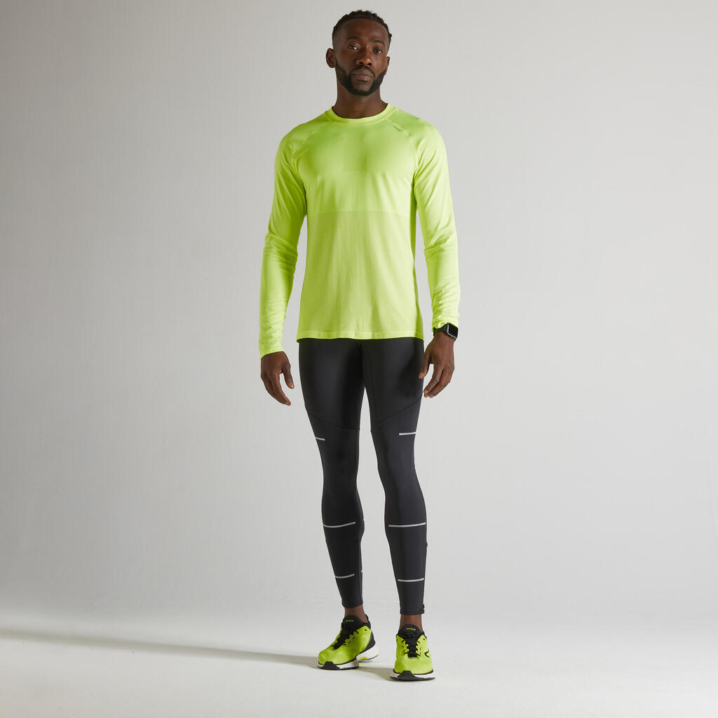 Majica dugih rukava za trčanje Kiprun Run 500 muška bešavna žuta