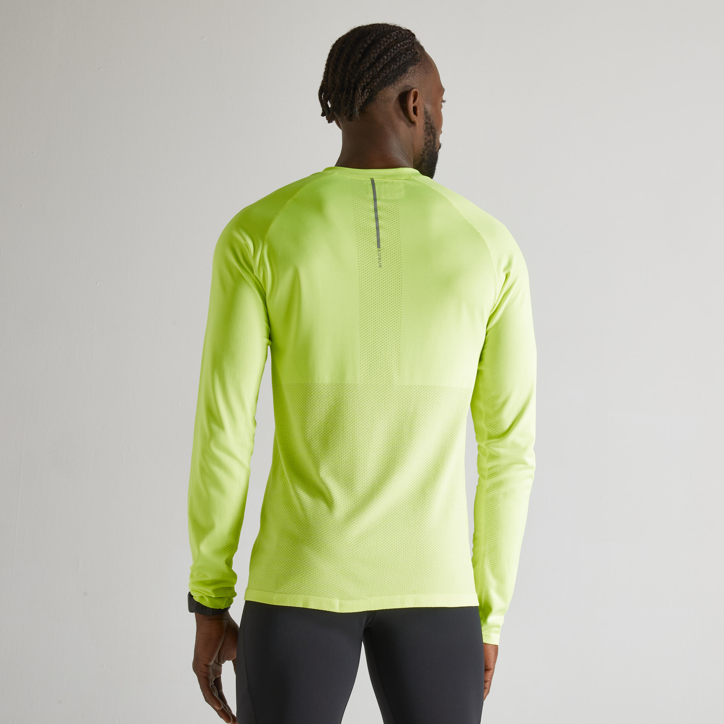 Men's long-sleeved running T-shirt - KIPRUN Run 500 Seamless Yellow