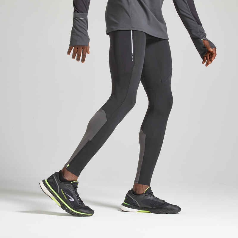 Kiprun Warm Men's Running Tights - Black/Grey