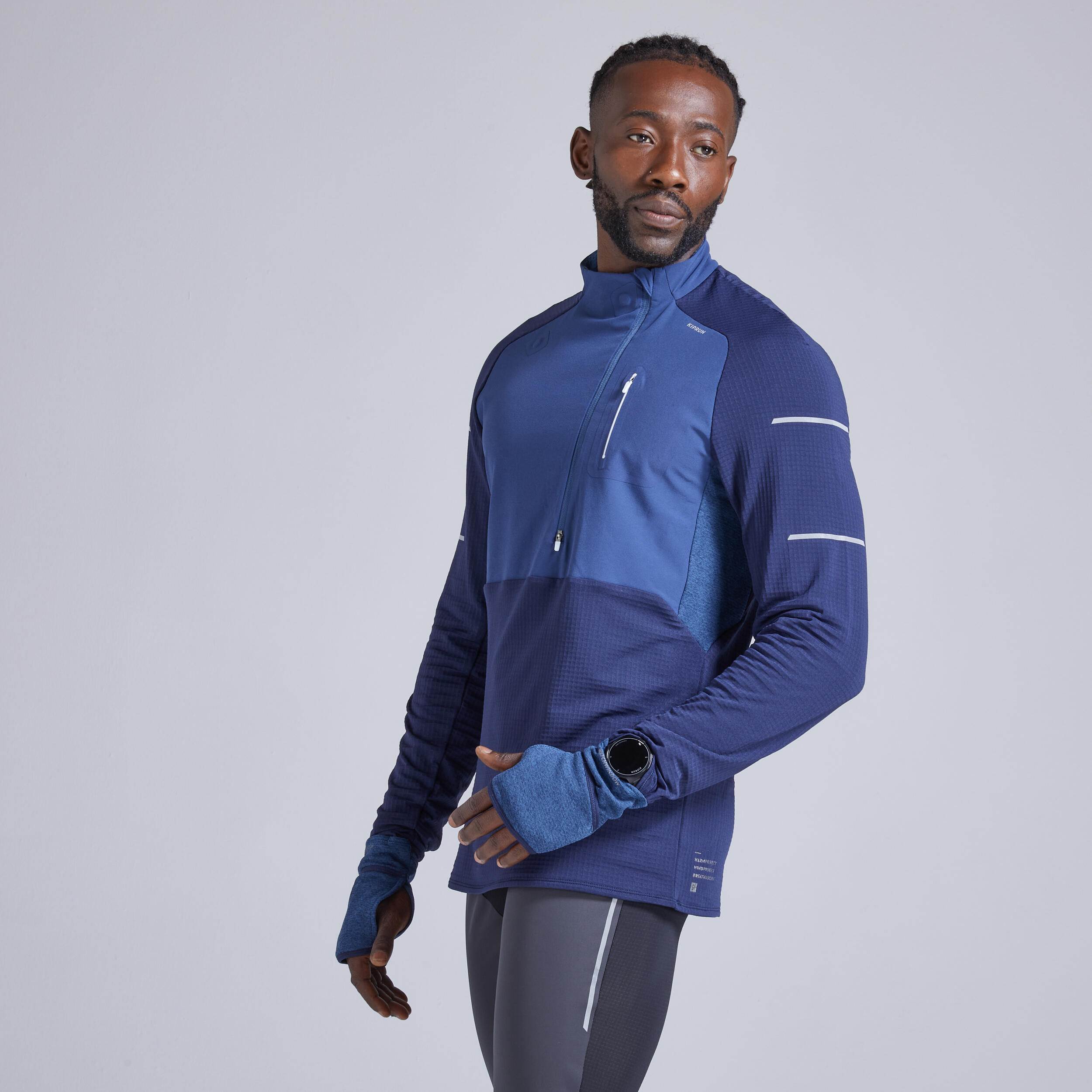WARM LIGHT MEN'S LS WINTER RUNNING SHIRT BLUE 4/12