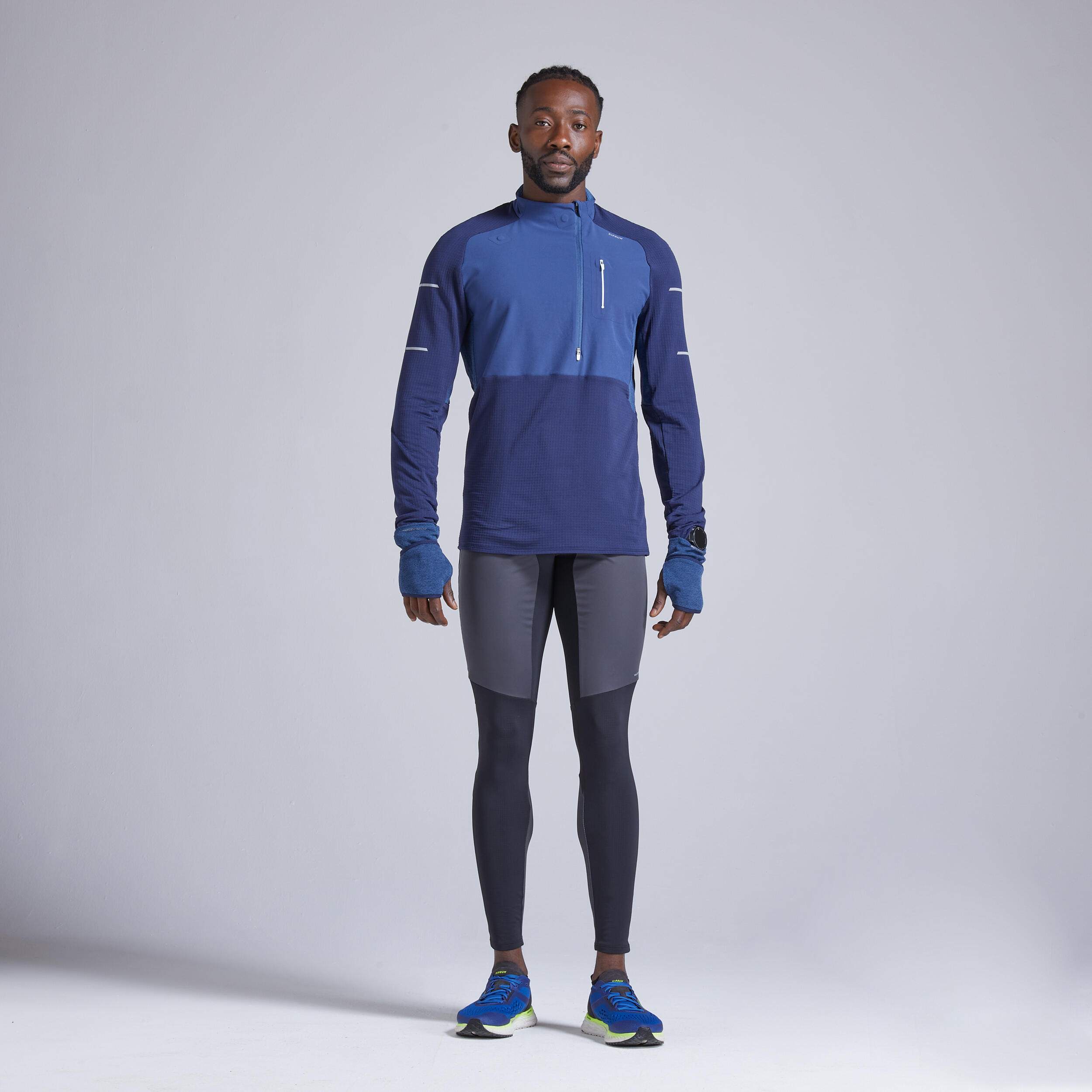WARM LIGHT MEN'S LS WINTER RUNNING SHIRT BLUE 3/12
