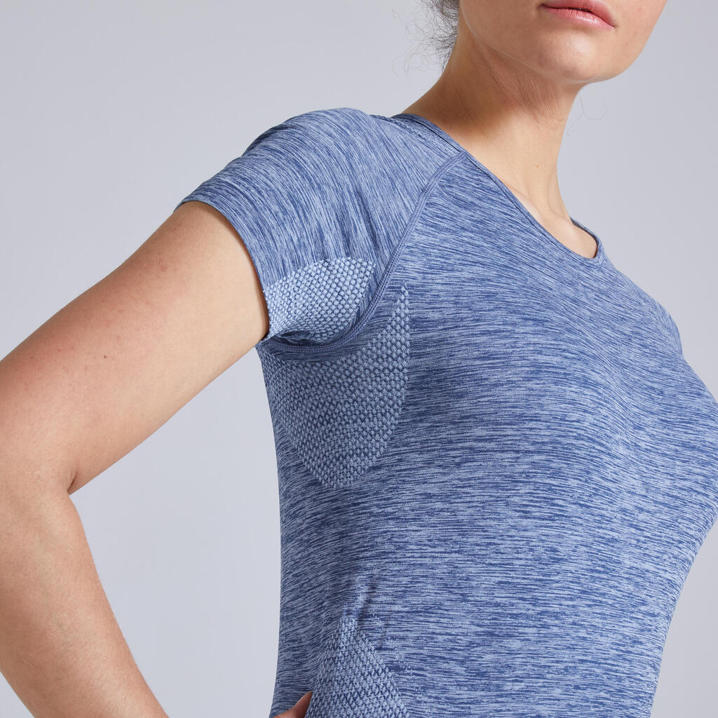Laufshirt kurzarm atmungsaktiv Kiprun Skincare Damen bordeaux