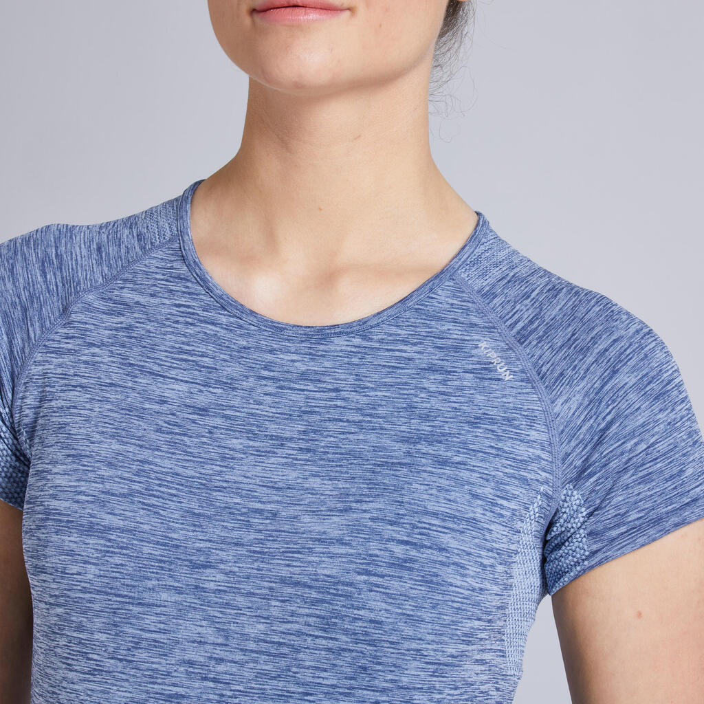 Laufshirt kurzarm atmungsaktiv Kiprun Skincare Damen bordeaux