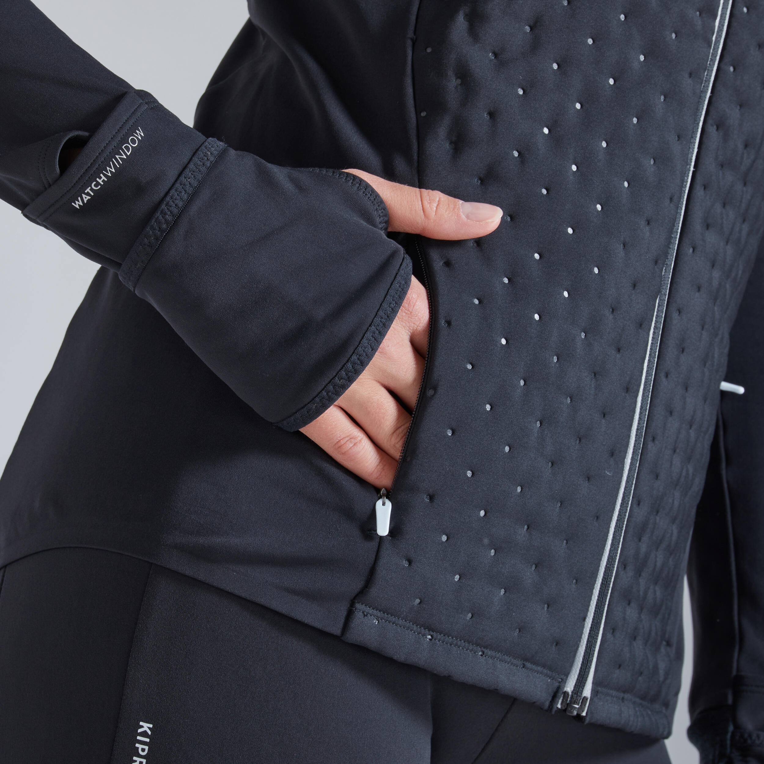 WARM WOMEN'S WINTER RUNNING JACKET BLACK 5/7