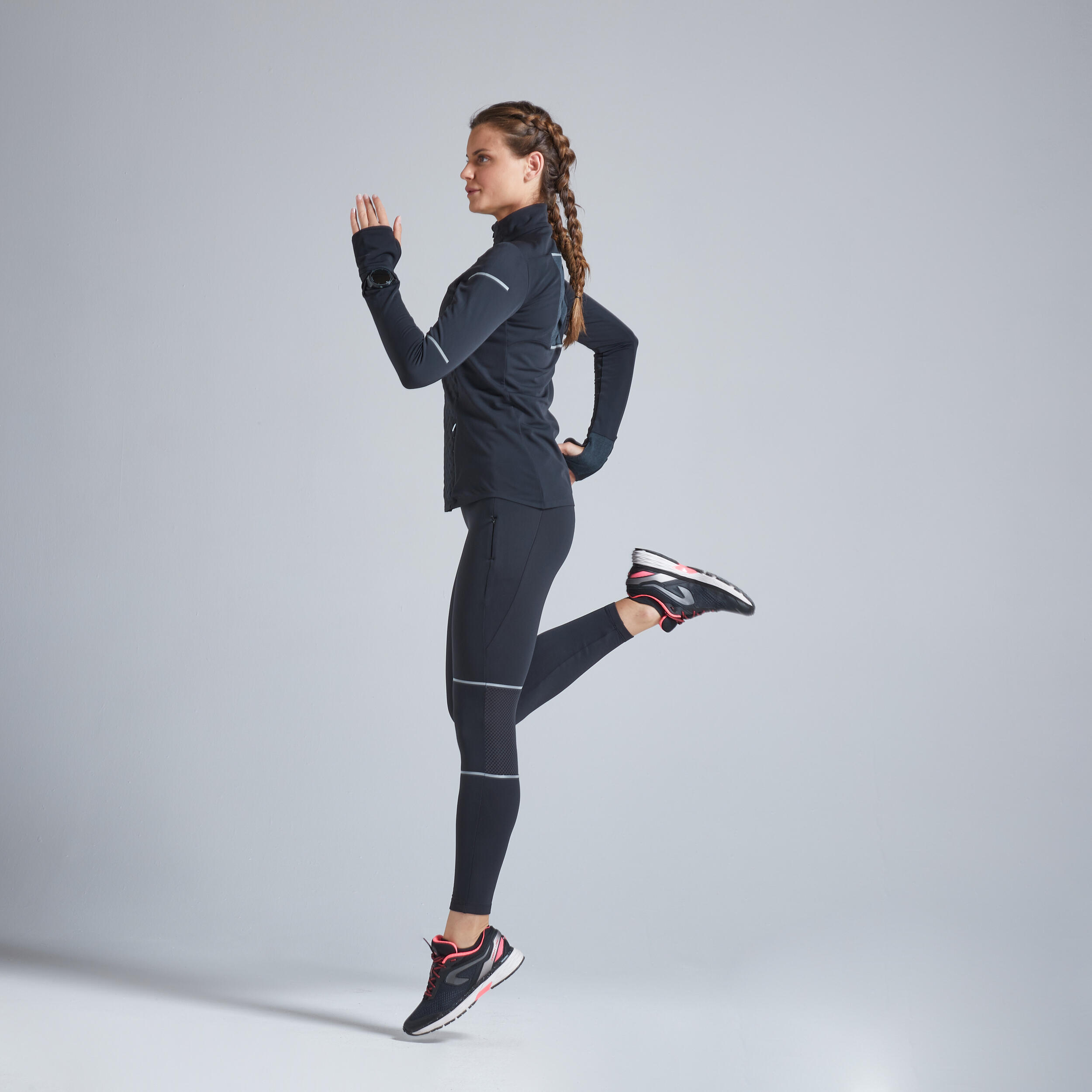 WARM WOMEN S WINTER RUNNING JACKET BLACK