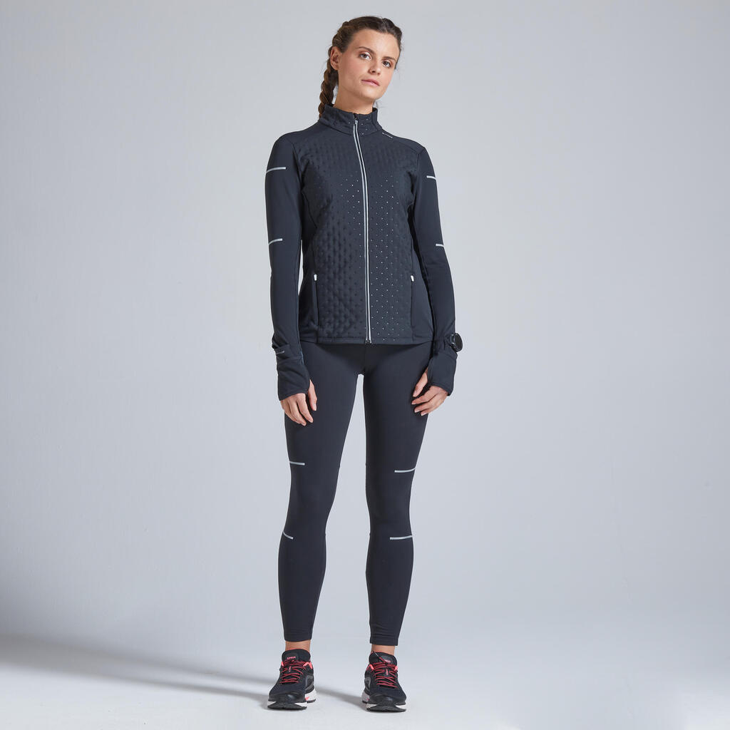 WARM WOMEN'S WINTER RUNNING JACKET BLACK BLUE