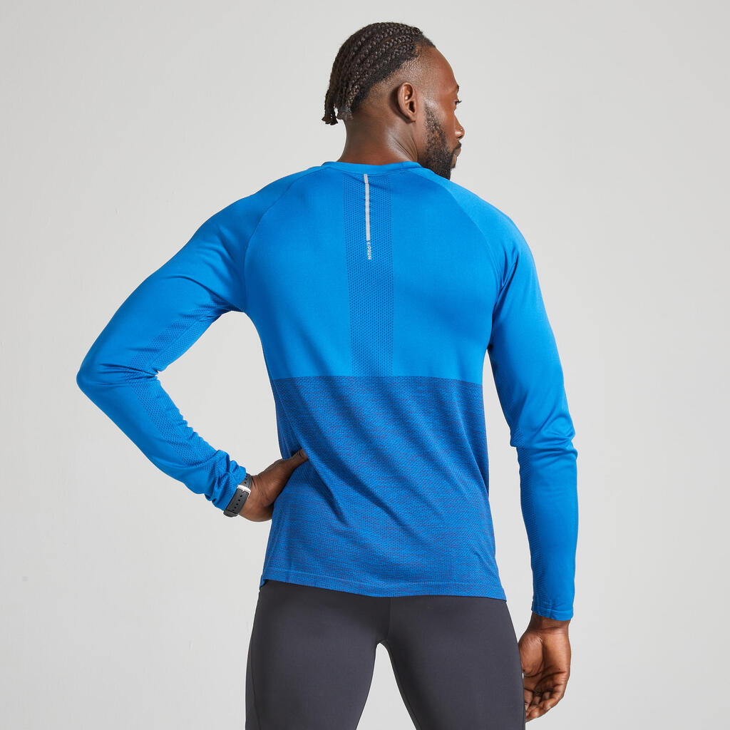 T-shirt de running manches longues Homme - KIPRUN Run 500 Sans couture Bleu